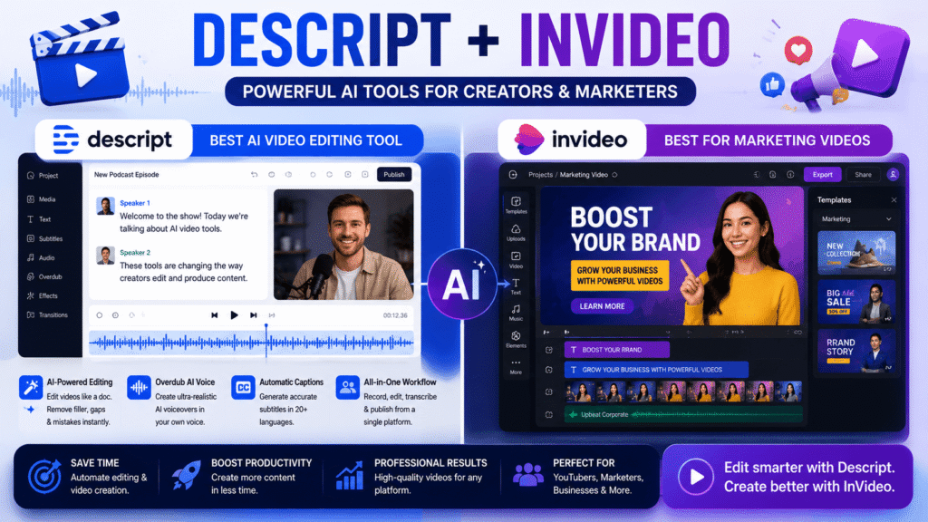 Descript vs InVideo AI video tools