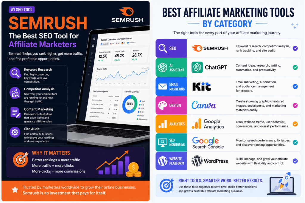 Semrush SEO tool for affiliate marketing