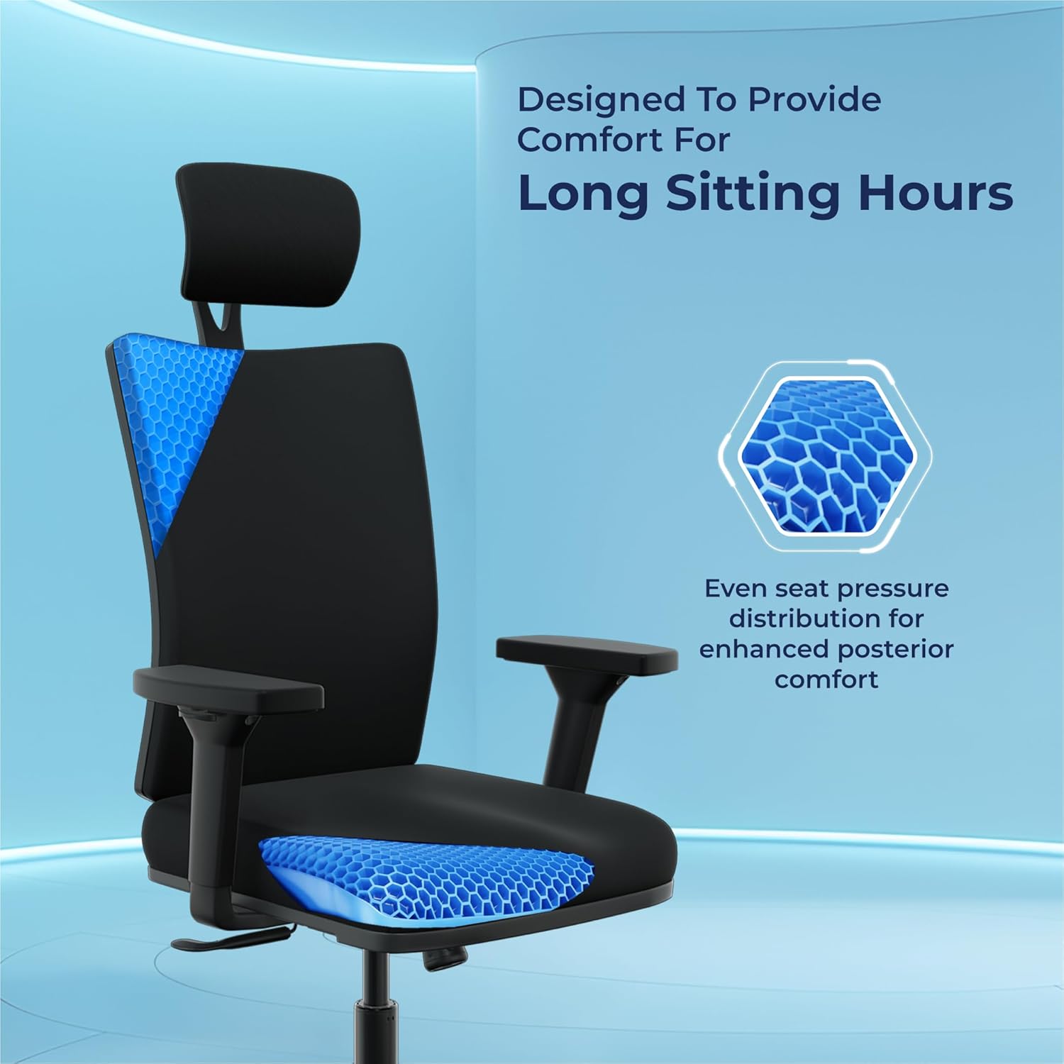 The Sleep Company Onyx Orthopedic Office Chair | Patented SmartGRID seat | Adjustable Lumbar Support | Ergonomic Sitting Posture | High Back Chair | Work, Home, Study | Free Installation | Black - Image 3