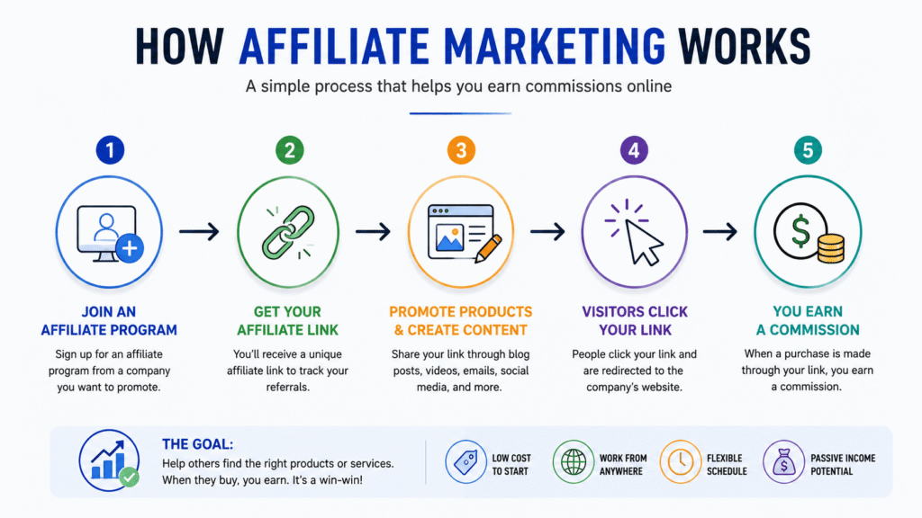 How affiliate marketing works flowchart
