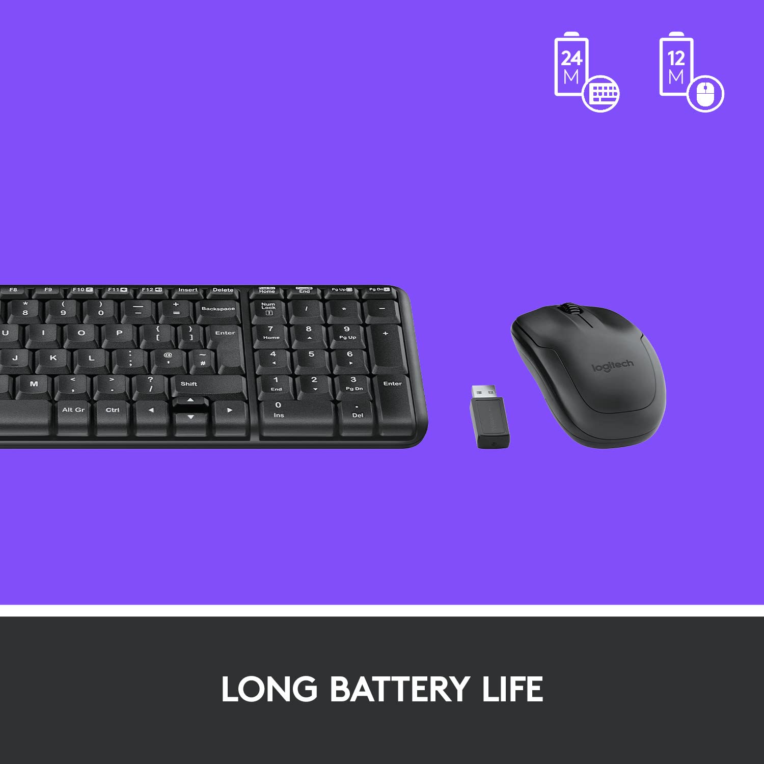 Logitech MK215 Wireless Keyboard and Mouse Combo for Windows, 2.4 GHz Wireless, Compact Design, 2-Year Battery Life(Keyboard),5 Month Battery Life(Mouse) PC/Laptop- Black - Image 4