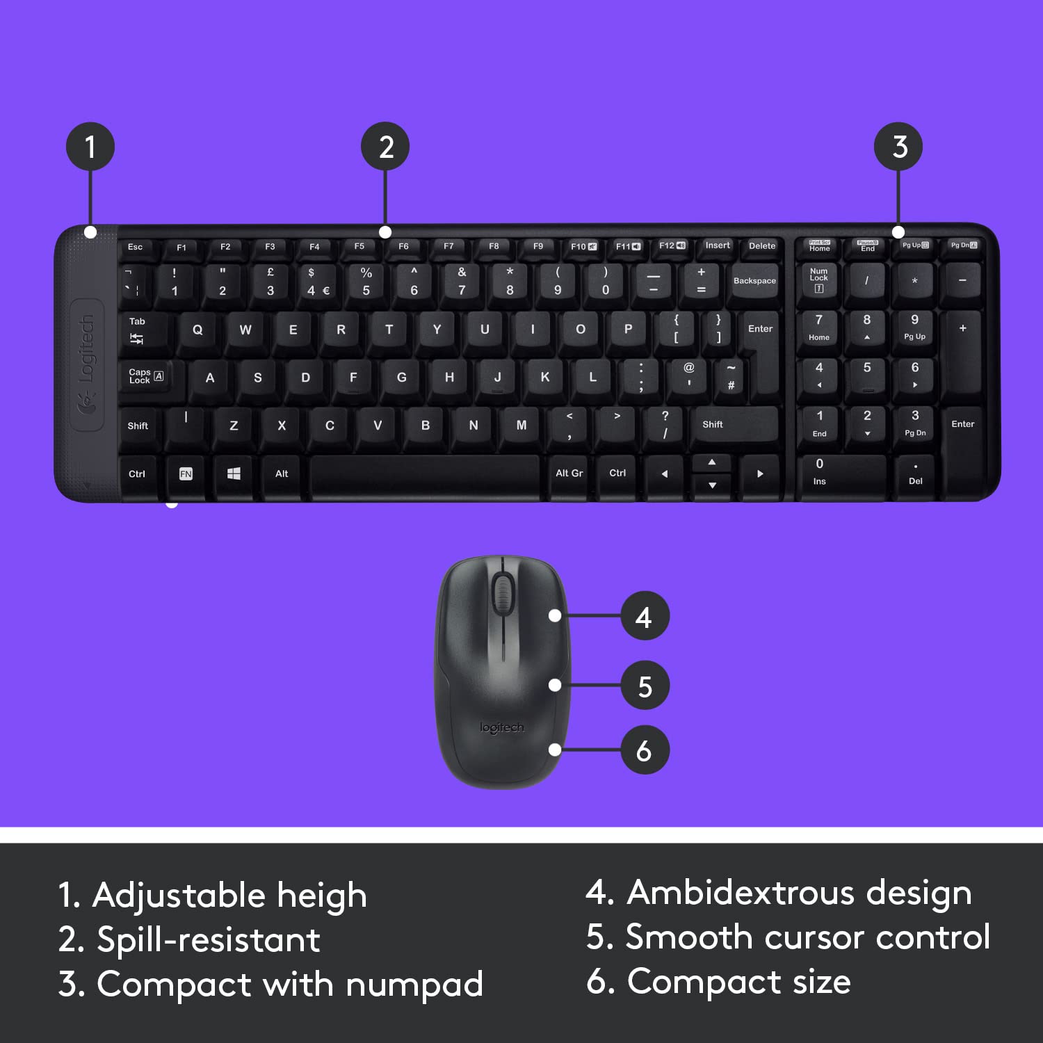 Logitech MK215 Wireless Keyboard and Mouse Combo for Windows, 2.4 GHz Wireless, Compact Design, 2-Year Battery Life(Keyboard),5 Month Battery Life(Mouse) PC/Laptop- Black - Image 5