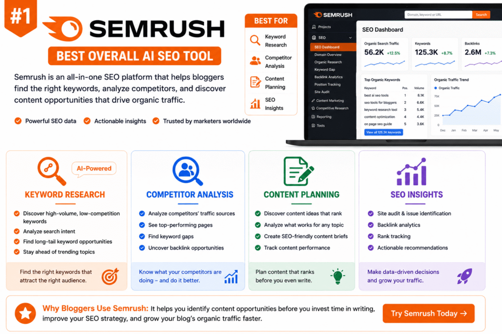 Semrush AI SEO tool for bloggers